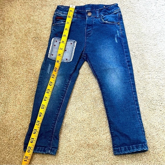 Zara Baby Girls Blue Denim Patchwork Jeans Size 2/3 - Picture 7 of 9